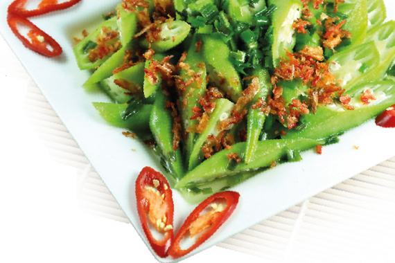 Đậu bắp xào tôm khô (2-3 người ăn)