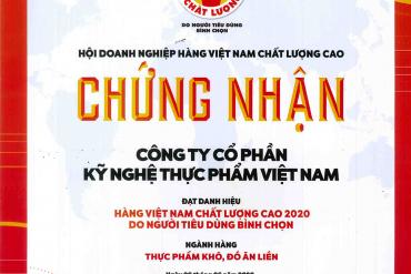 VIFON LIÊN TỤC ĐẠT CHỨNG NHẬN HVNCLC NHIỀU NĂM LIỀN